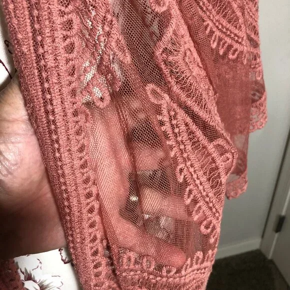 🌸 Vintage Inspired Terracotta Lace Duster Kimono | Boho Luxe Layering Piece - Picture 6 of 13
